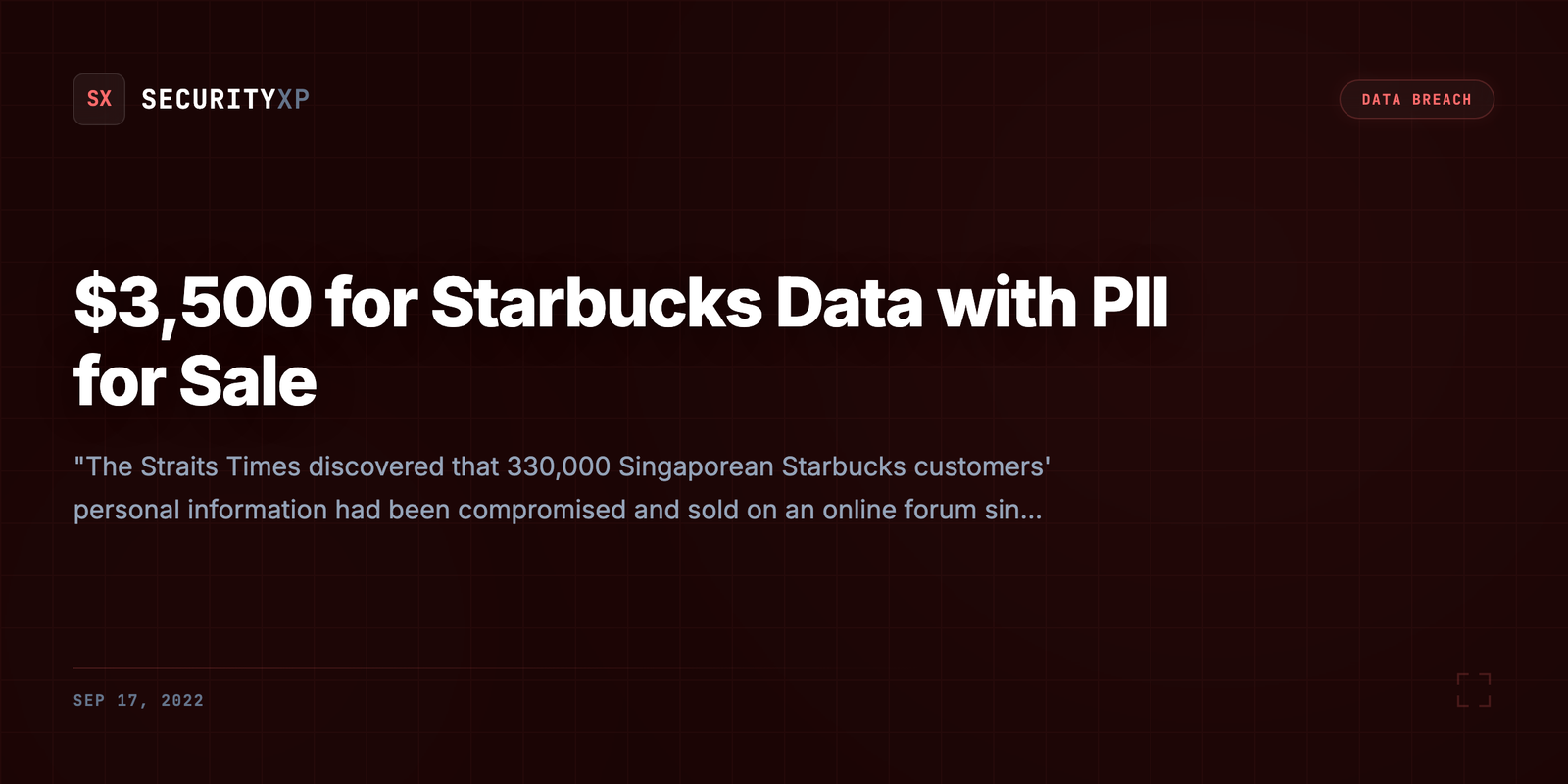 $3,500 for Starbucks Data with PII for Sale