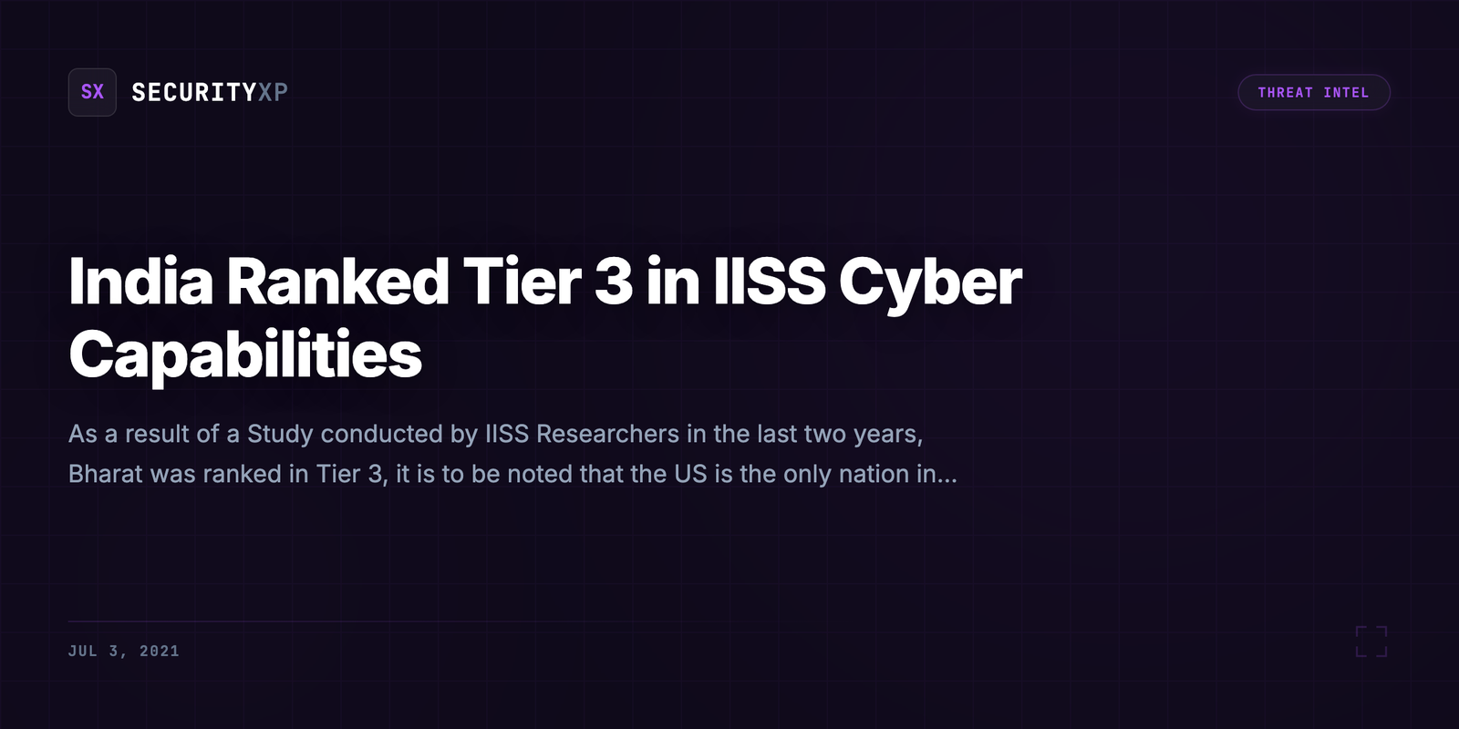 India Ranked Tier 3 in IISS Cyber Capabilities