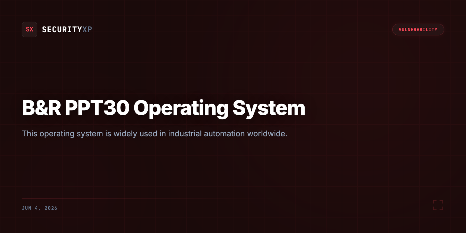 B&R PPT30 Operating System