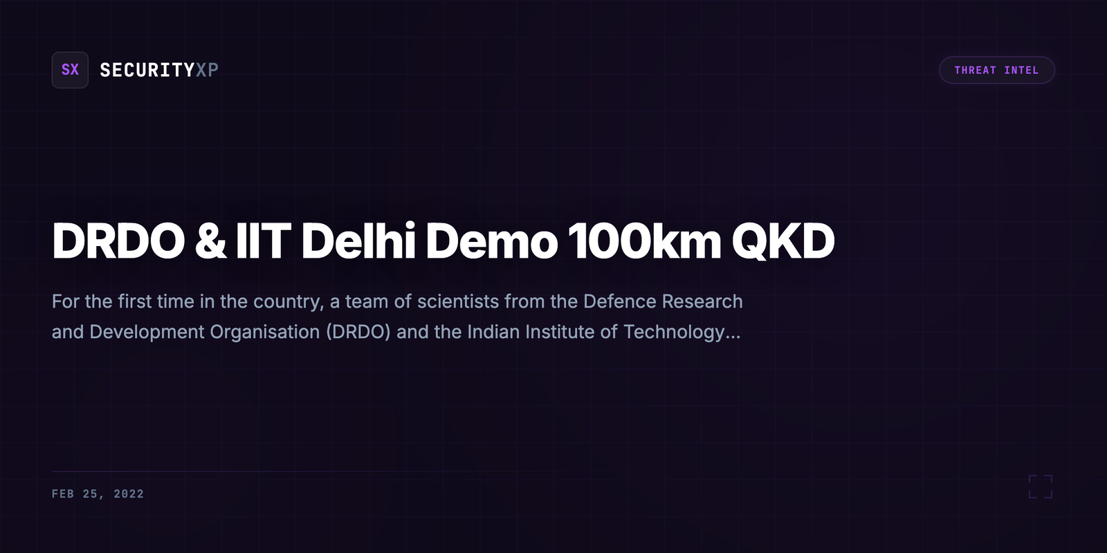 DRDO & IIT Delhi Demo 100km QKD
