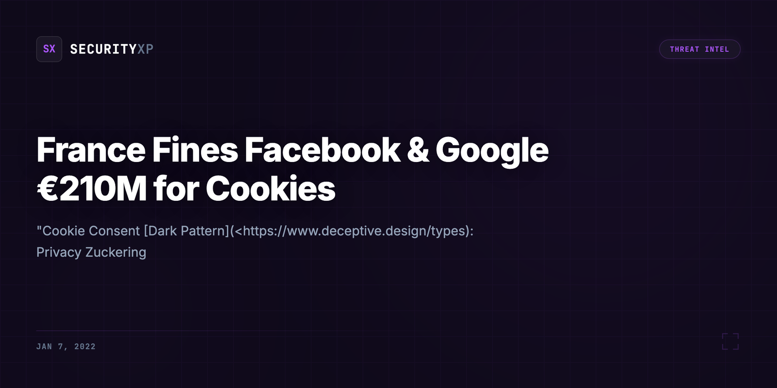 France Fines Facebook & Google €210M for Cookies