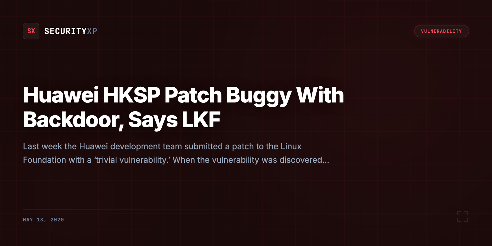 Huawei HKSP Patch Buggy With Backdoor, Says LKF
