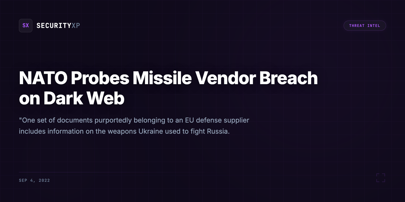 NATO Probes Missile Vendor Breach on Dark Web