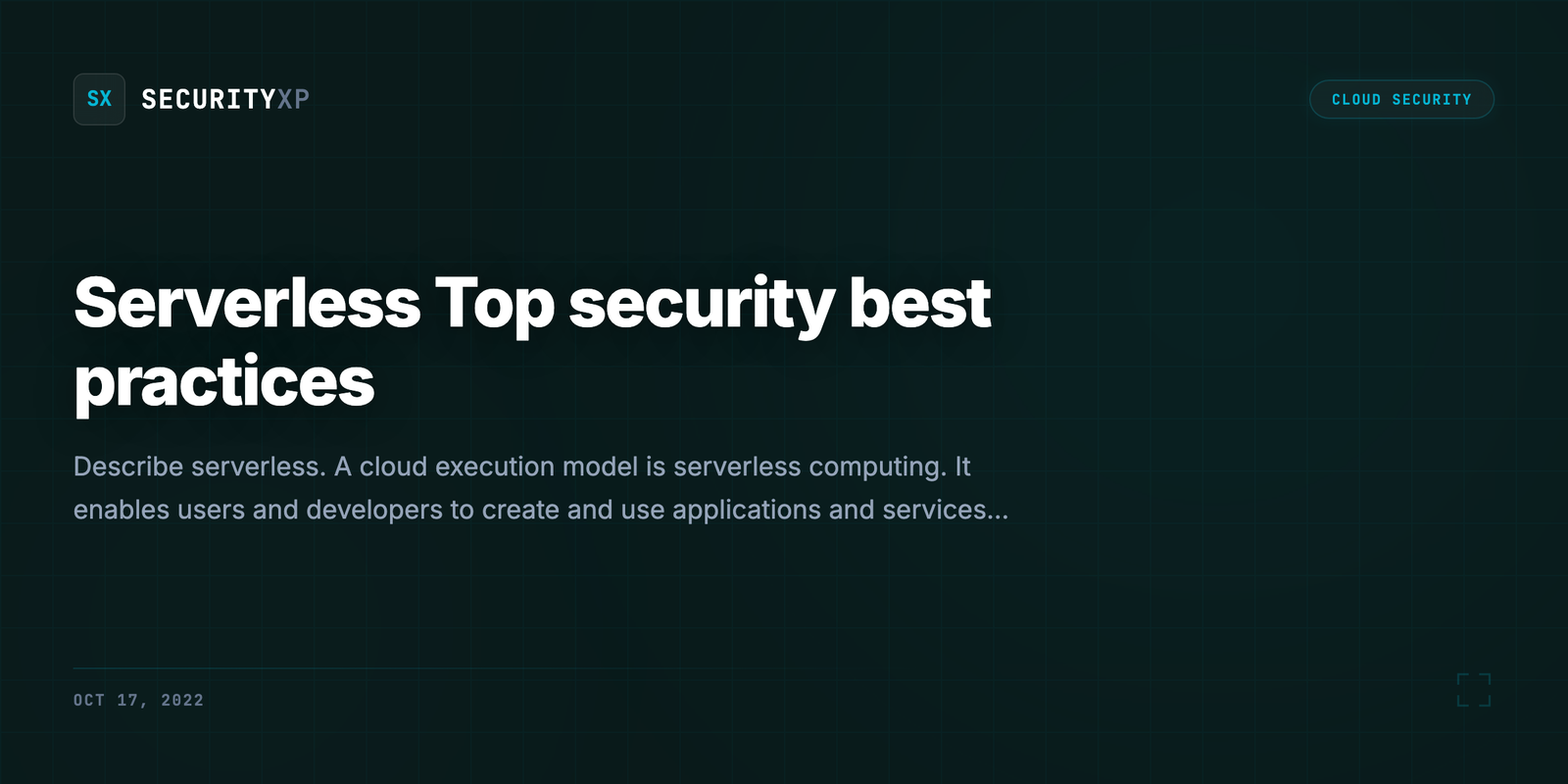 Serverless Top security best practices